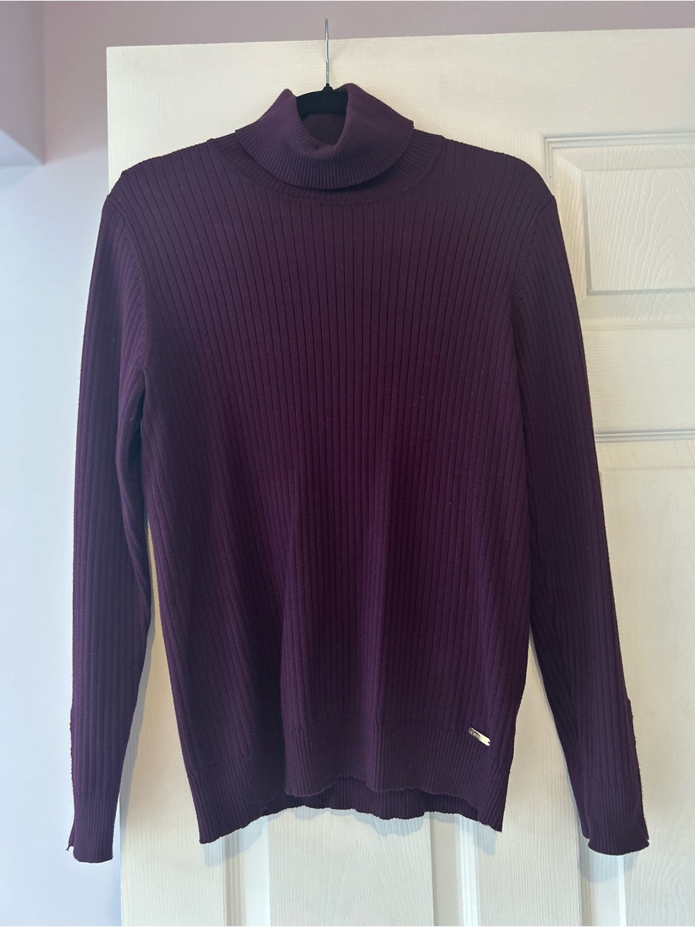 Calvin Klein Women's Ribbed Turtleneck Sweater - Deep Plum
